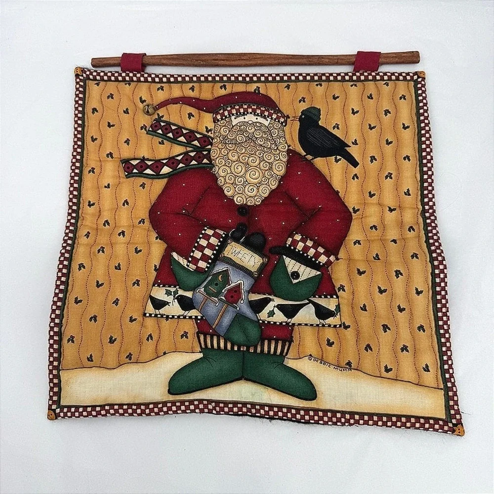 Debbie Mumm Wall Hanging Santa Claus Quilted Primitive Christmas Decor
